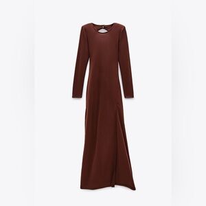 ZARA Elegant & Playful Brown Maxi Dress NWT